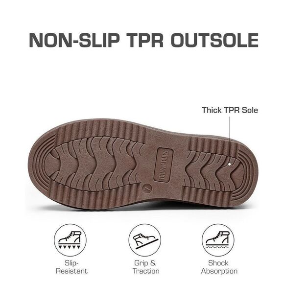 DREAM PAIRS High-top Winter Snow Boots Slip-On Leather Faux Lined Brown 10 - Picture 2 of 13